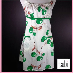 Darling Vintage cabi Green Cherry Pleated Apron NWT